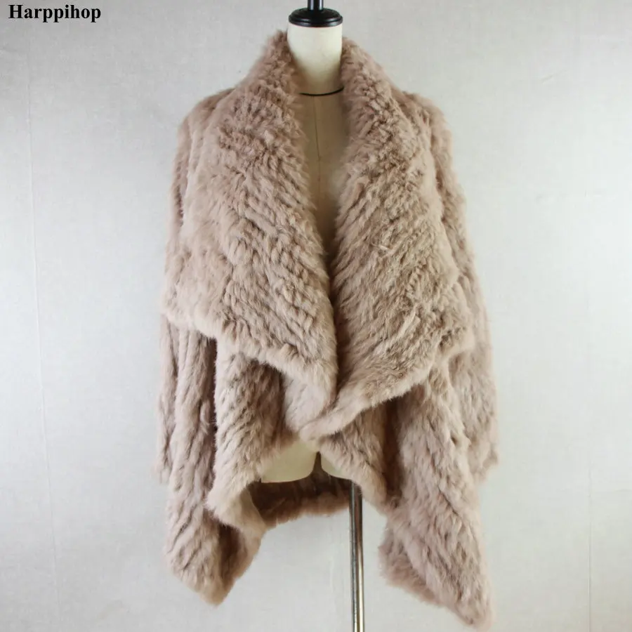 Women Fur Coats Colorful Real Rabbit Fur Coat Female Luxury Natural Knitted Rabbit Fur Winter Jacket 2019 New Fur Overcoat