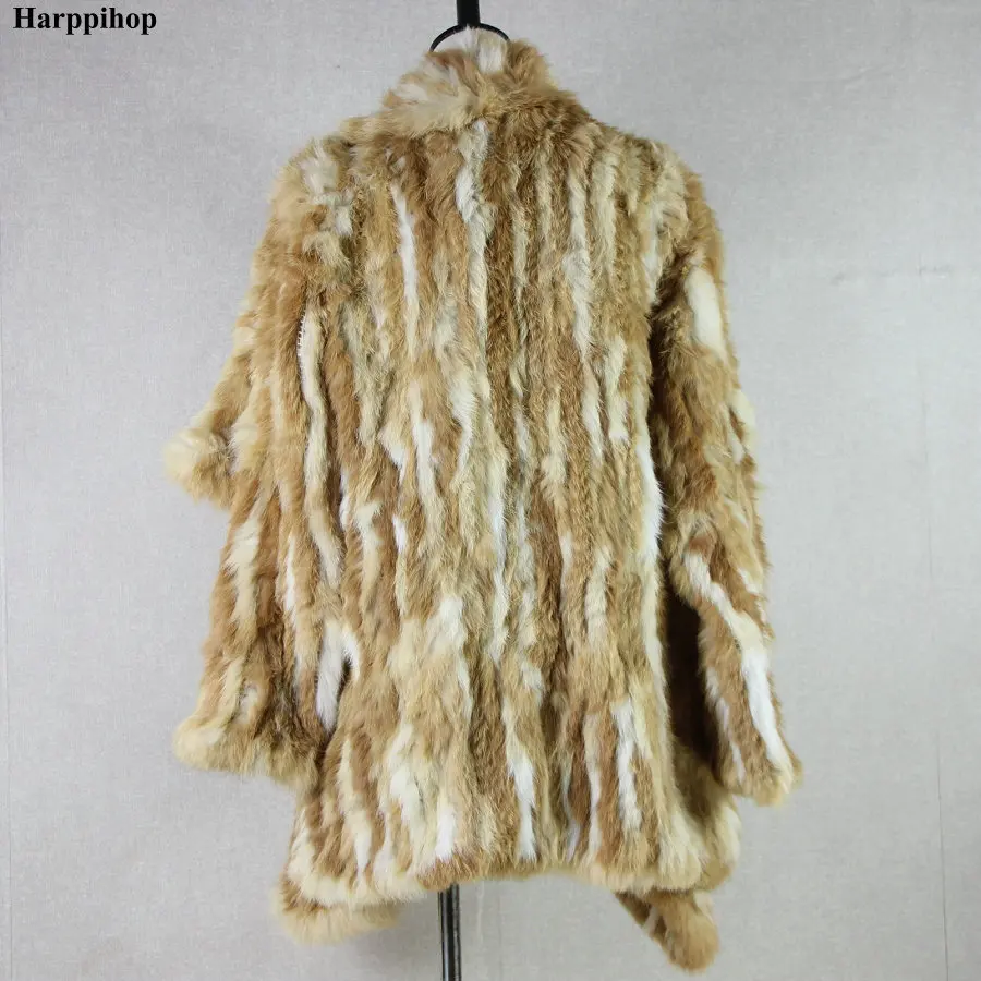 Women Fur Coats Colorful Real Rabbit Fur Coat Female Luxury Natural Knitted Rabbit Fur Winter Jacket 2019 New Fur Overcoat