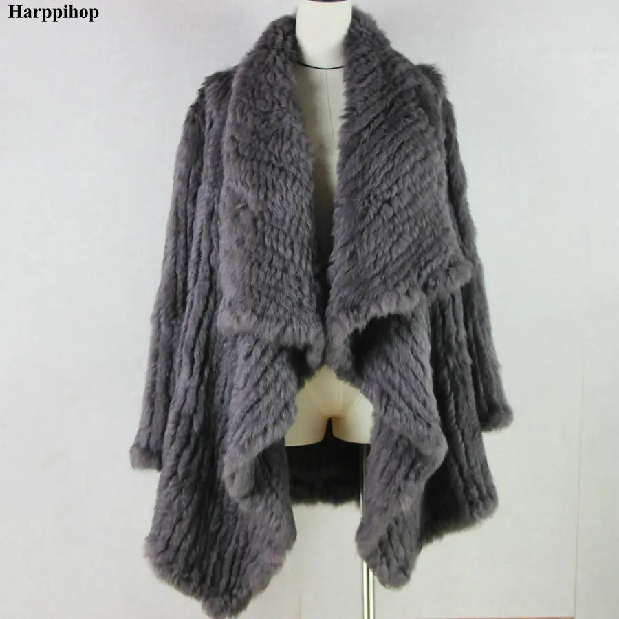 Women Fur Coats Colorful Real Rabbit Fur Coat Female Luxury Natural Knitted Rabbit Fur Winter Jacket 2019 New Fur Overcoat