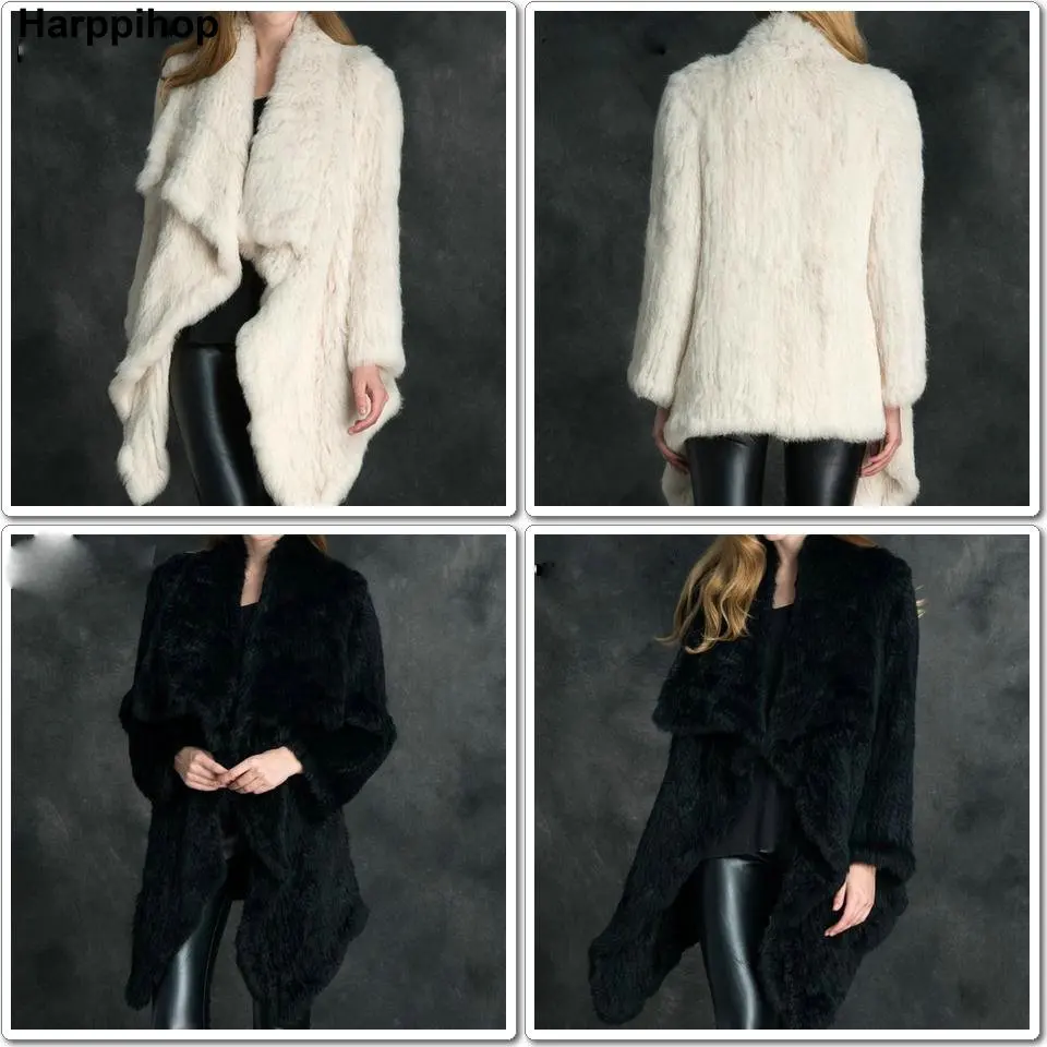 Women Fur Coats Colorful Real Rabbit Fur Coat Female Luxury Natural Knitted Rabbit Fur Winter Jacket 2019 New Fur Overcoat
