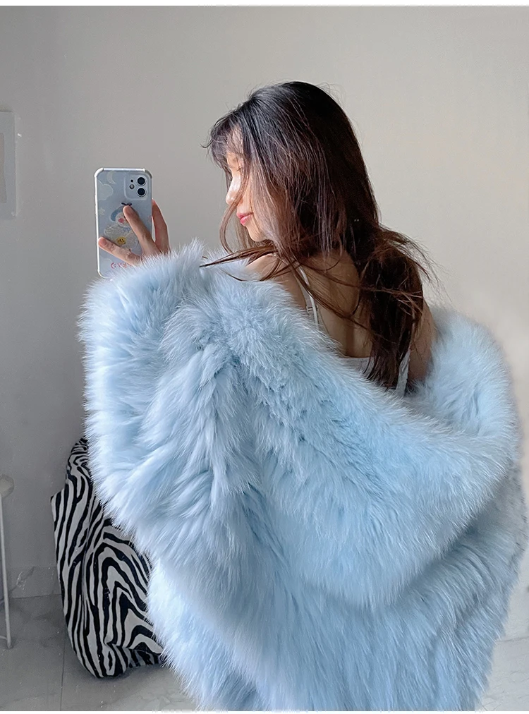 Lautaro Winter Shaggy Hairy Thick Warm Soft Colored Faux Fur Jacket Women with Hood Bat Sleeved Loose Casual Designer Clothes