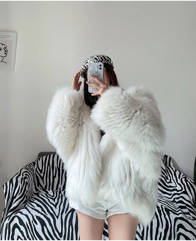 Lautaro Winter Shaggy Hairy Thick Warm Soft Colored Faux Fur Jacket Women with Hood Bat Sleeved Loose Casual Designer Clothes