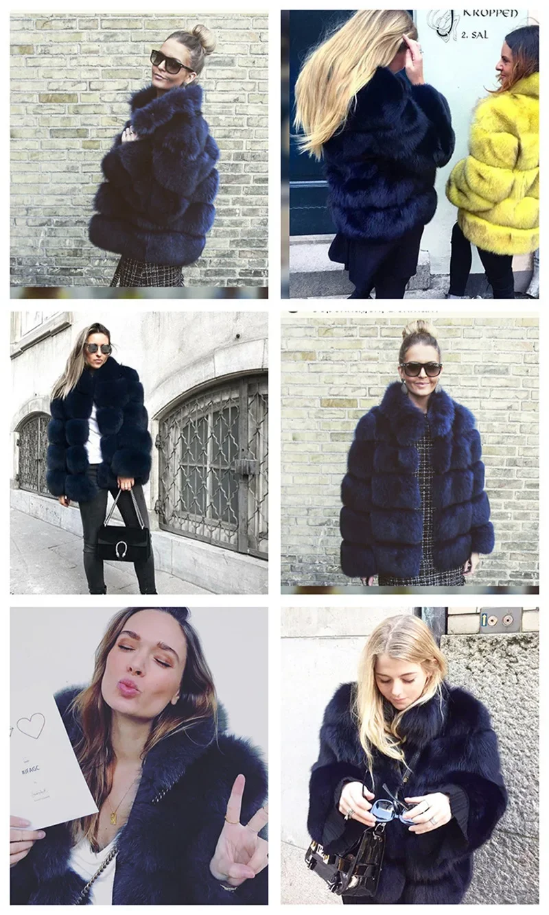 Women Faux Fur Fox Coats Short Coat Jackets Elegant Autumn Winter Jacket Furry Outerwear Elegant Splice Thick Warm Coffe Coats