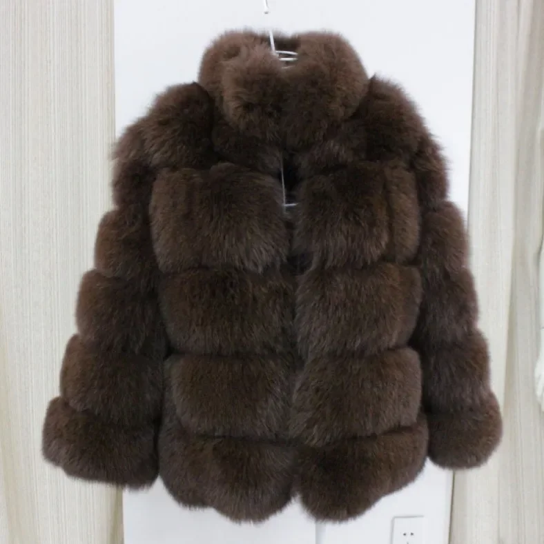 Women Faux Fur Fox Coats Short Coat Jackets Elegant Autumn Winter Jacket Furry Outerwear Elegant Splice Thick Warm Coffe Coats