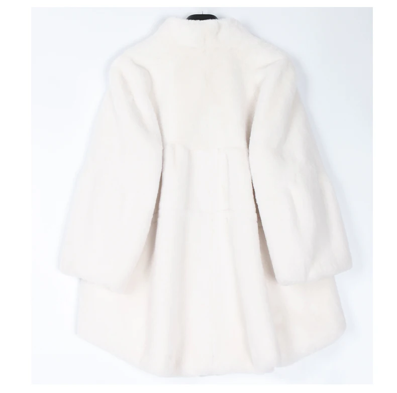 Nerazzurri Fluffy Loose Warm Soft White Faux Fur Coat with Flare Sleeve Furry Jacket 2022 Fashion Autumn Winter Women Clothes