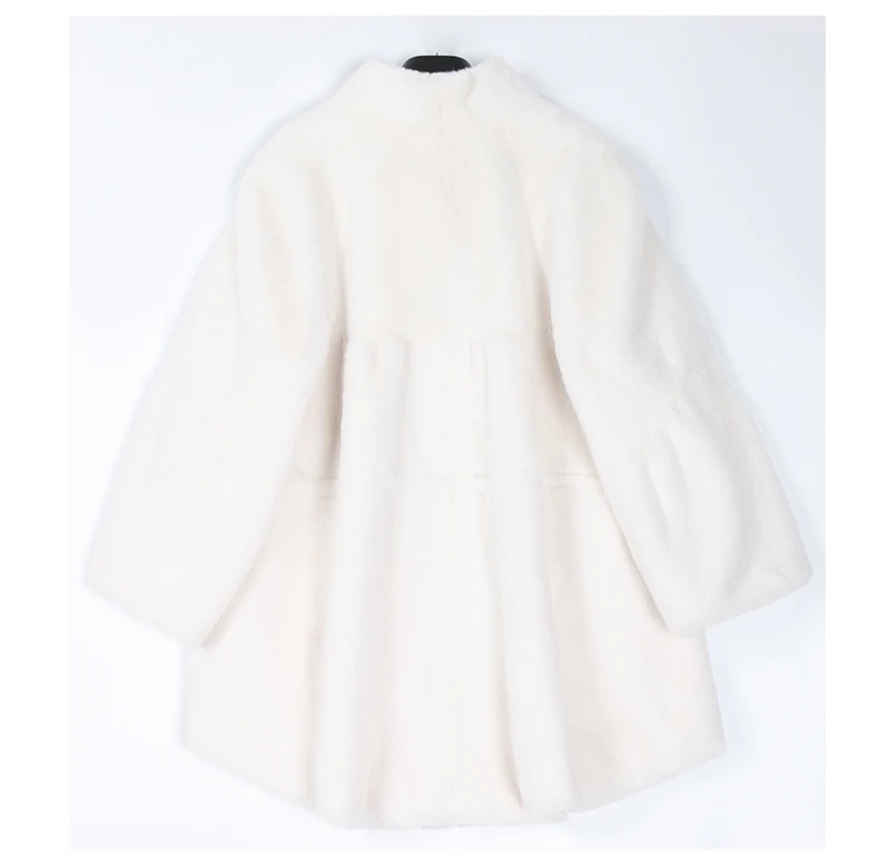 Nerazzurri Fluffy Loose Warm Soft White Faux Fur Coat with Flare Sleeve Furry Jacket 2022 Fashion Autumn Winter Women Clothes