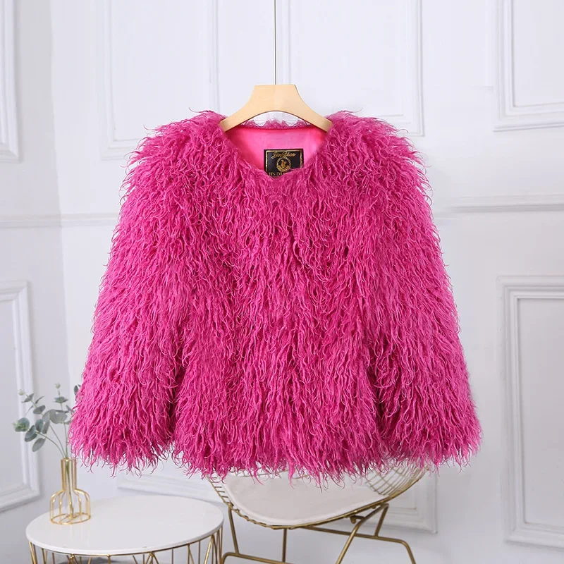 Tossy Female Fluffy Faux Fox Fur Jacket Overcoat Winter Loose Luxury Long Sleeve High Waist Patchwork Coat Women's Outwear 2025