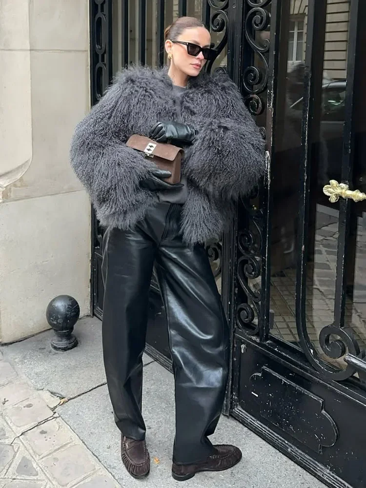 Tossy Female Fluffy Faux Fox Fur Jacket Overcoat Winter Loose Luxury Long Sleeve High Waist Patchwork Coat Women's Outwear 2025