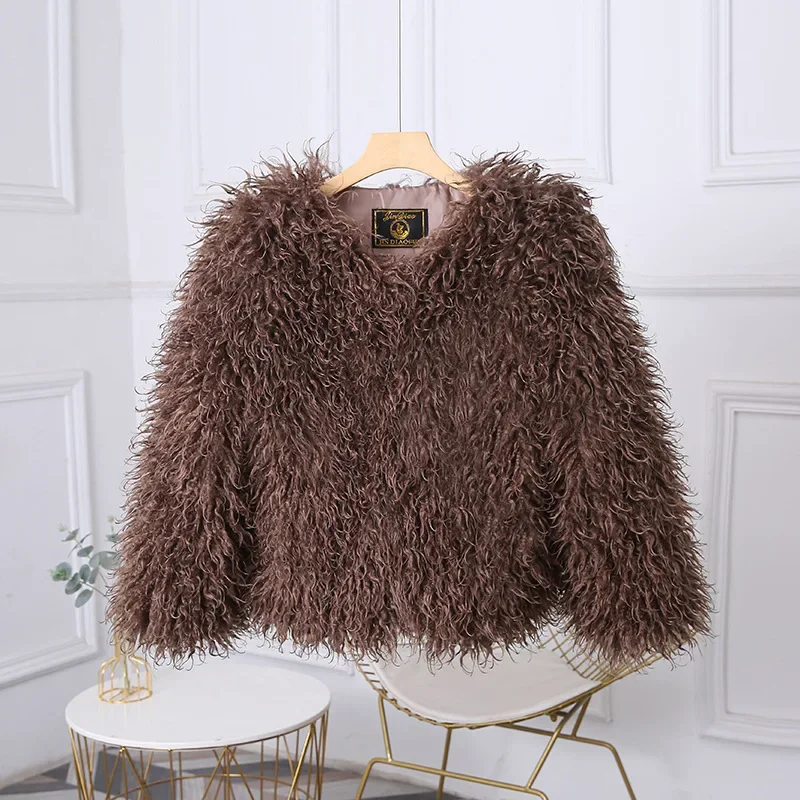 Tossy Female Fluffy Faux Fox Fur Jacket Overcoat Winter Loose Luxury Long Sleeve High Waist Patchwork Coat Women's Outwear 2025