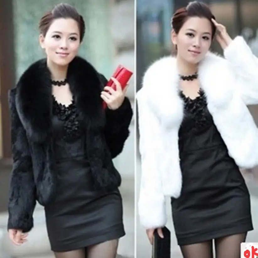 Women Imitation Fur Coats Tops Fashion Slim Fur Outwear Ladies Short Soft Fox Fur Collar Rabbit Fur Coat Overcoats Autumn Jacket