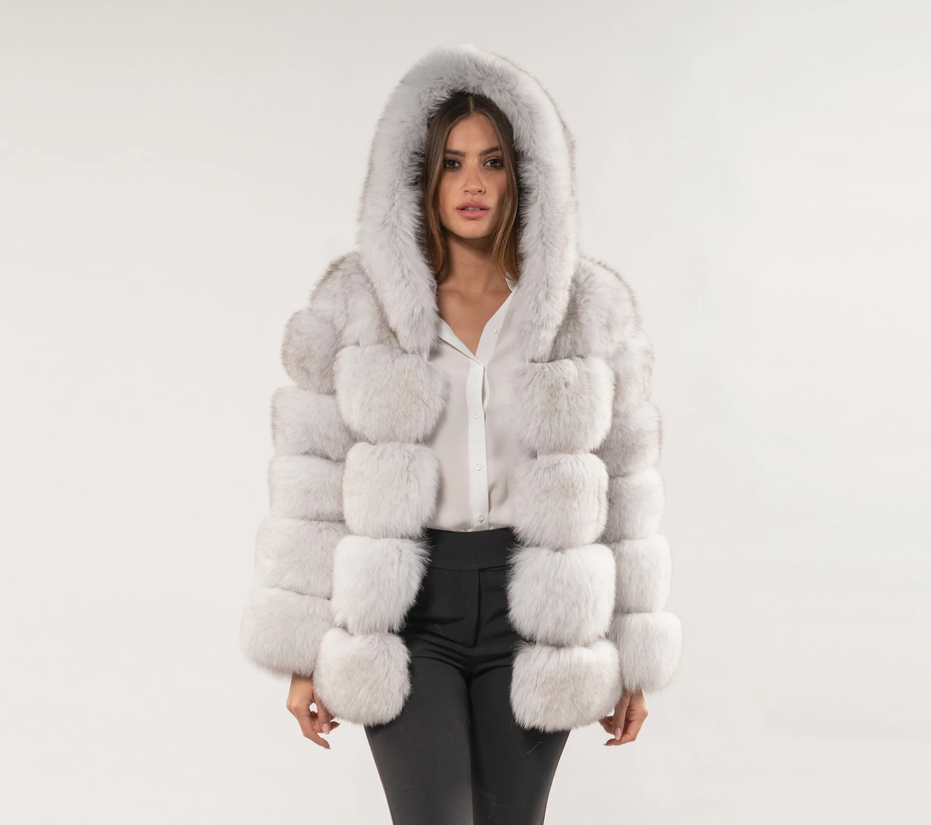 Women Faux Rabbit Fur Coats Hooded Fur Jackets Solid Long Sleeves Open Stitch Thick Warm Fur Loose Fit Casual 2025 Autumn Winter