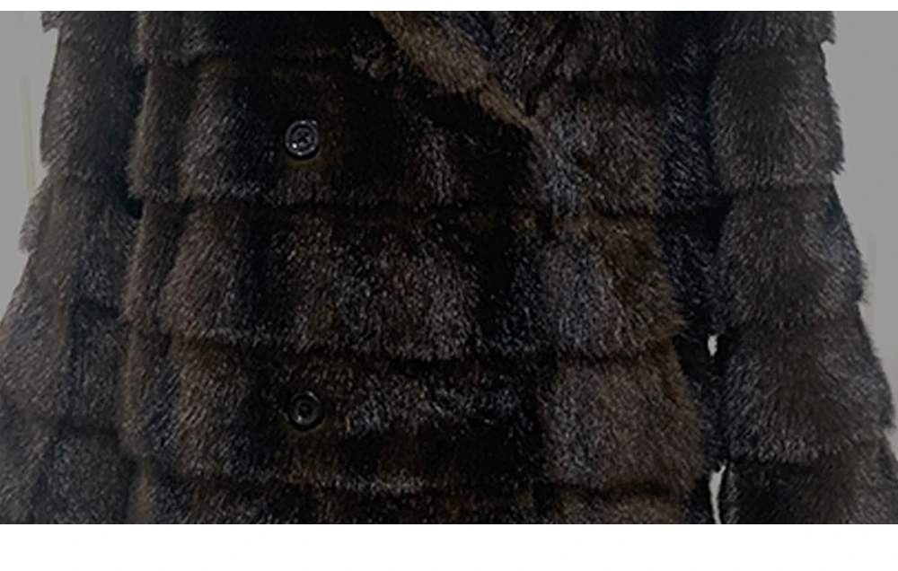 Nerazzurri Autumn Winter Brown Striped Thick Warm Faux Mink Fur Coat Women Elegant Luxury High Quality Chic Fluffy Jacket 2026