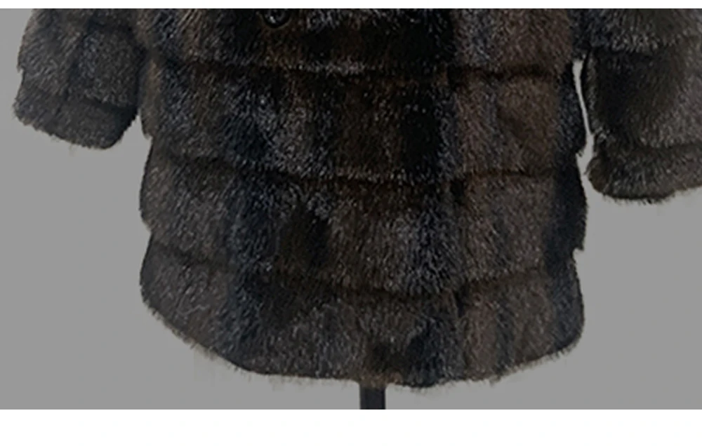 Nerazzurri Autumn Winter Brown Striped Thick Warm Faux Mink Fur Coat Women Elegant Luxury High Quality Chic Fluffy Jacket 2026