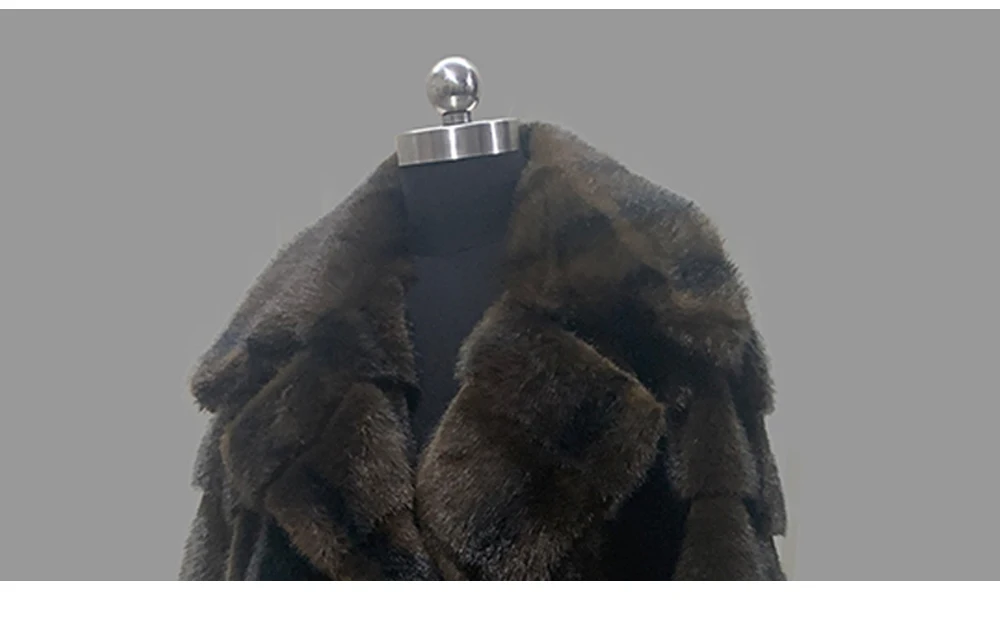 Nerazzurri Autumn Winter Brown Striped Thick Warm Faux Mink Fur Coat Women Elegant Luxury High Quality Chic Fluffy Jacket 2026