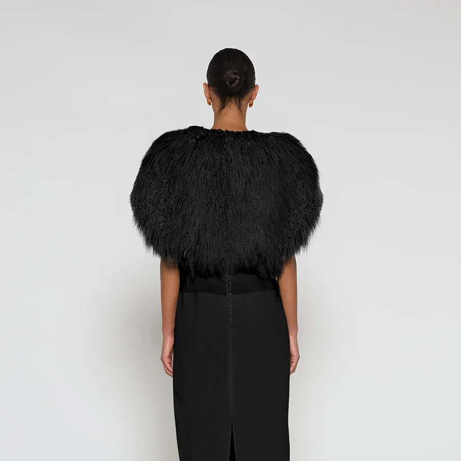 LGRQ Autumn Winter Furry Coat for Women Teddy Fur Bridal Cape Shawl Faux Fur Artificial Fur