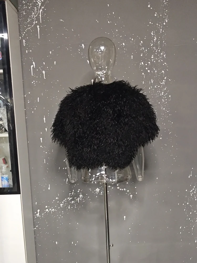 LGRQ Autumn Winter Furry Coat for Women Teddy Fur Bridal Cape Shawl Faux Fur Artificial Fur