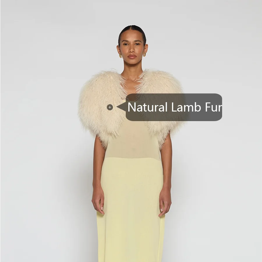 LGRQ Autumn Winter Furry Coat for Women Teddy Fur Bridal Cape Shawl Faux Fur Artificial Fur