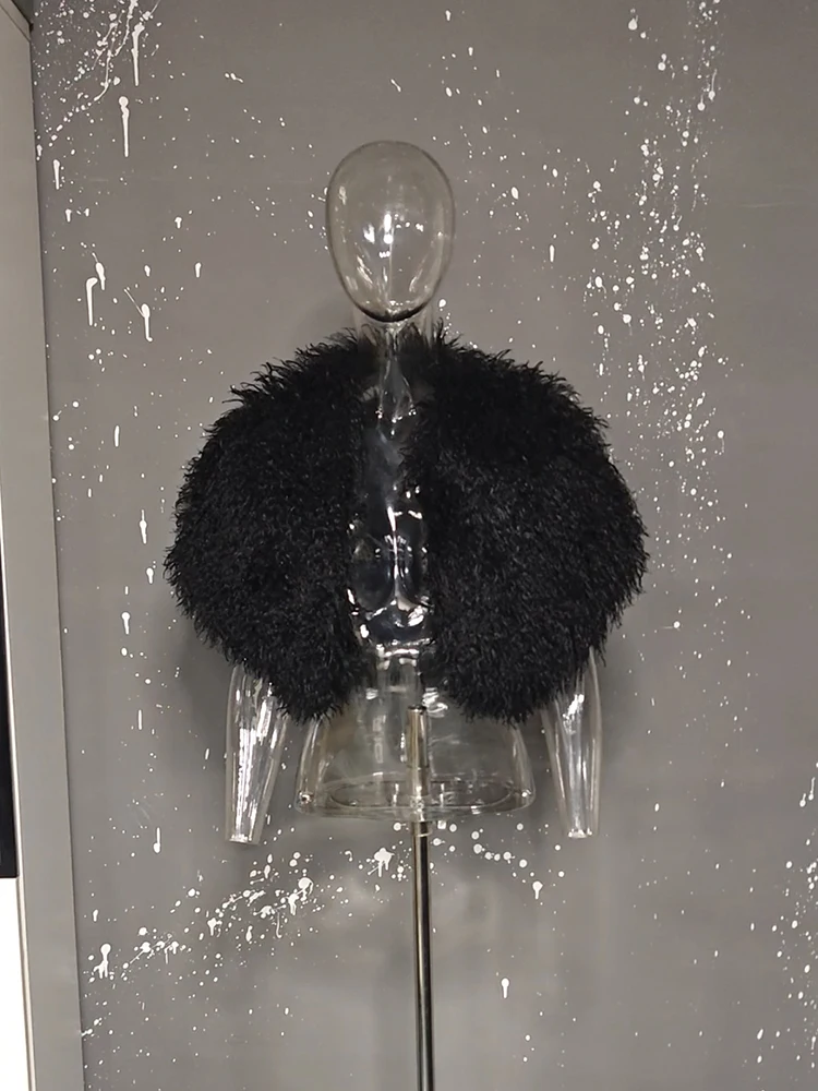 LGRQ Autumn Winter Furry Coat for Women Teddy Fur Bridal Cape Shawl Faux Fur Artificial Fur