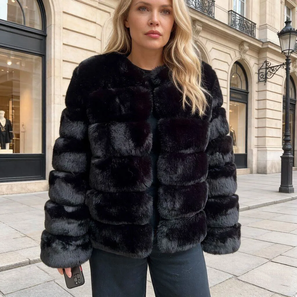 Women's Fluffy Faux Fur Coat Winter Hot Selling Fashionable Luxury Faux Fox Fur Coat Long Sleeve Ladies' Fake Fur Winter Clothin