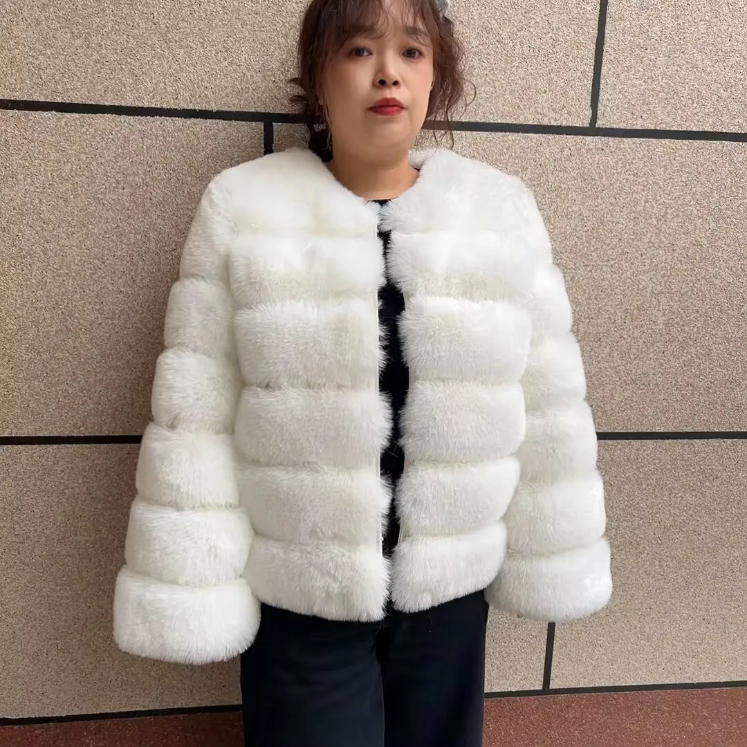 Women's Fluffy Faux Fur Coat Winter Hot Selling Fashionable Luxury Faux Fox Fur Coat Long Sleeve Ladies' Fake Fur Winter Clothin