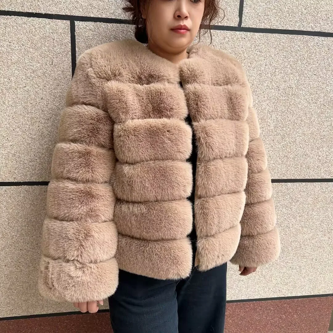 Women's Fluffy Faux Fur Coat Winter Hot Selling Fashionable Luxury Faux Fox Fur Coat Long Sleeve Ladies' Fake Fur Winter Clothin