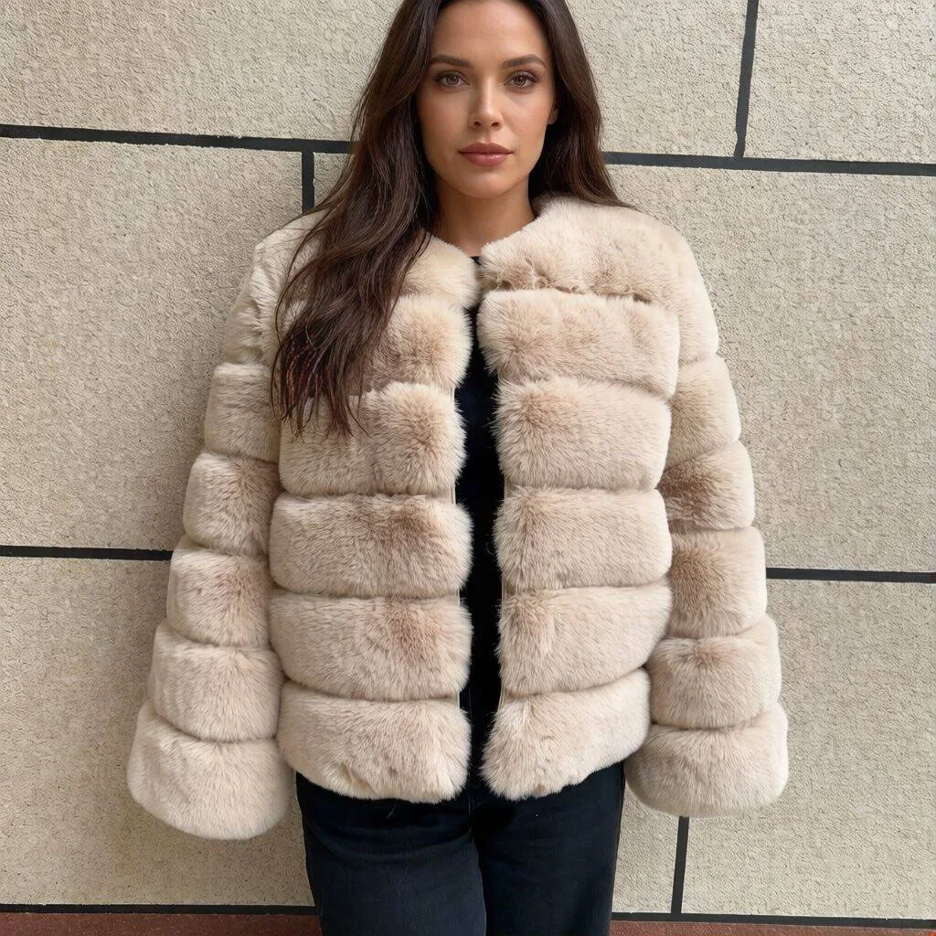 Women's Fluffy Faux Fur Coat Winter Hot Selling Fashionable Luxury Faux Fox Fur Coat Long Sleeve Ladies' Fake Fur Winter Clothin