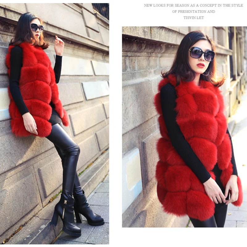 HJQJLJLS 2021 Winter New Women Long Warm Faux Fox Fur Vest Woman Fluffy Artificial Fur Coat Female Fake Fur Sleeveless Jacket