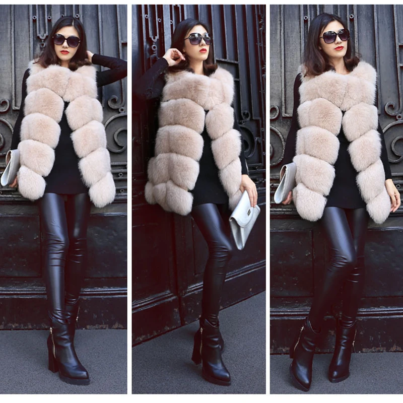 HJQJLJLS 2021 Winter New Women Long Warm Faux Fox Fur Vest Woman Fluffy Artificial Fur Coat Female Fake Fur Sleeveless Jacket