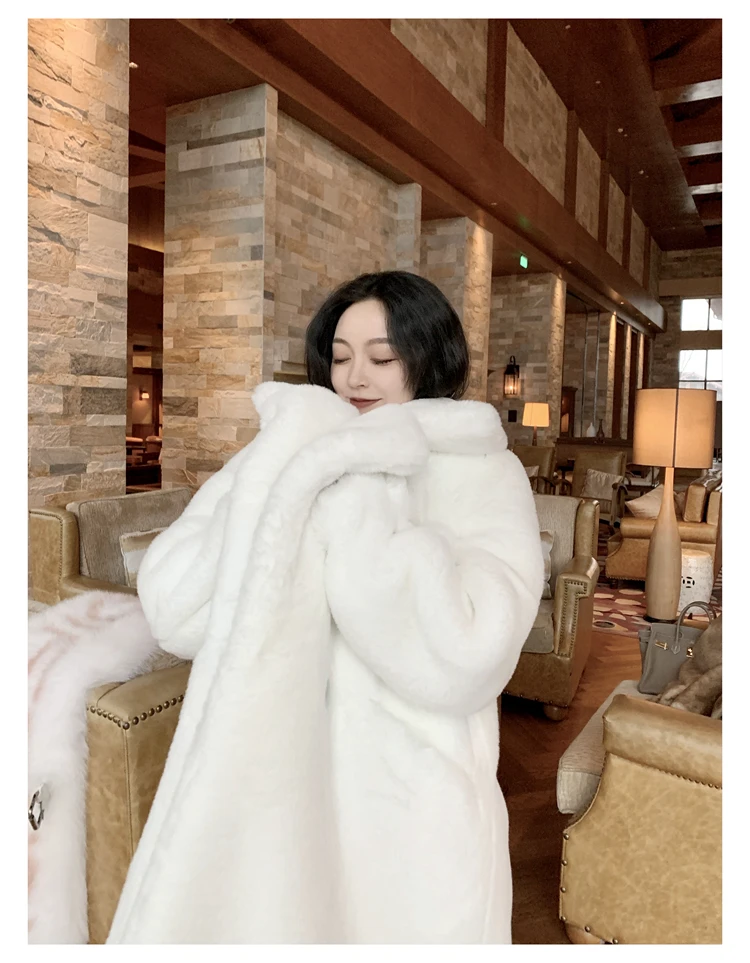 Mauroicardi Winter Oversized Purple Warm White Faux Fur Coat Women Long Sleeve Double Breasted Loose Casual Soft Fluffy Jacket