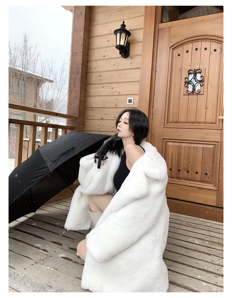Mauroicardi Winter Oversized Purple Warm White Faux Fur Coat Women Long Sleeve Double Breasted Loose Casual Soft Fluffy Jacket