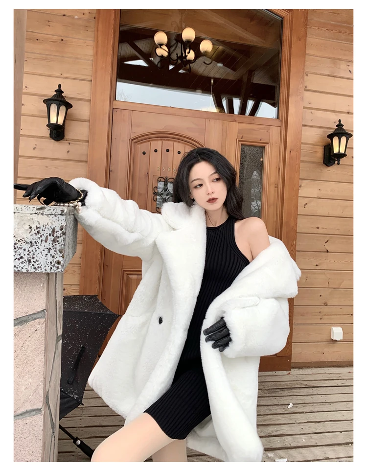 Mauroicardi Winter Oversized Purple Warm White Faux Fur Coat Women Long Sleeve Double Breasted Loose Casual Soft Fluffy Jacket