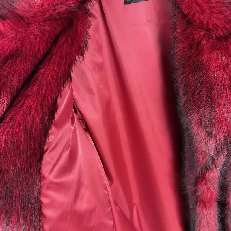 DEAT 2025 winter new fashion high quality Fox Faux Fur long Coat for Women Suit Collar solid color thick warm jacket 11A06914