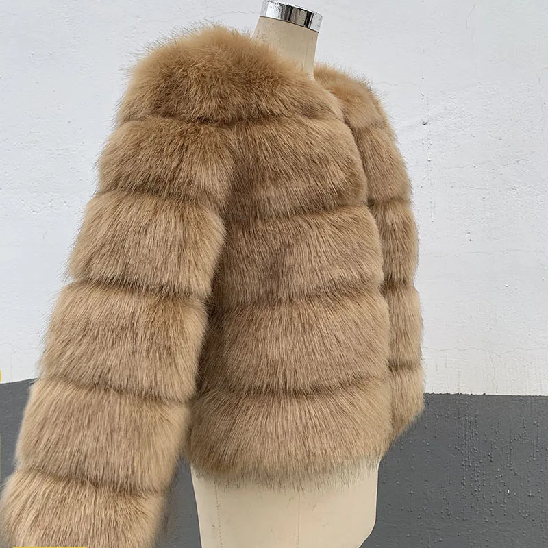 Women's Fashion faux fur coat super hot Autumn Winter women short Faux fox fur fluffy jacket high quality Ladies furry coats