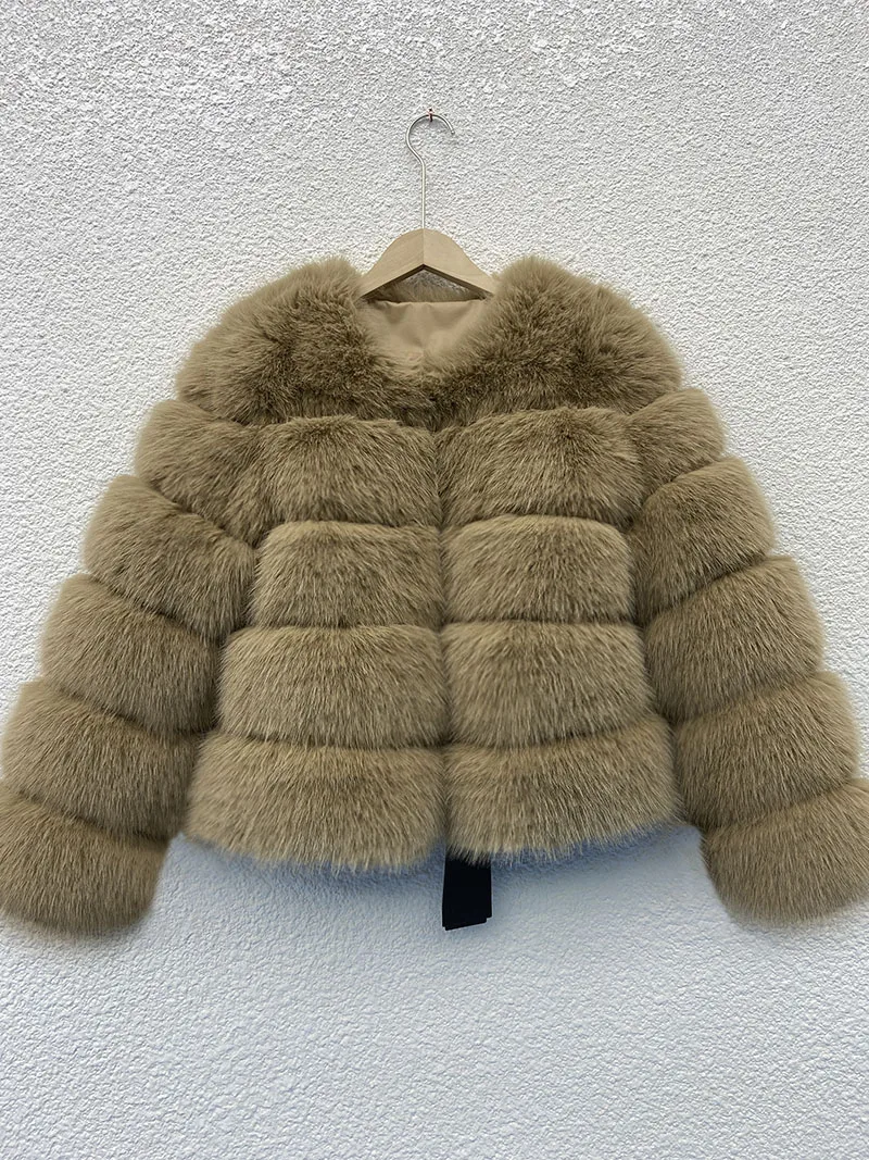 Women's Fashion faux fur coat super hot Autumn Winter women short Faux fox fur fluffy jacket high quality Ladies furry coats