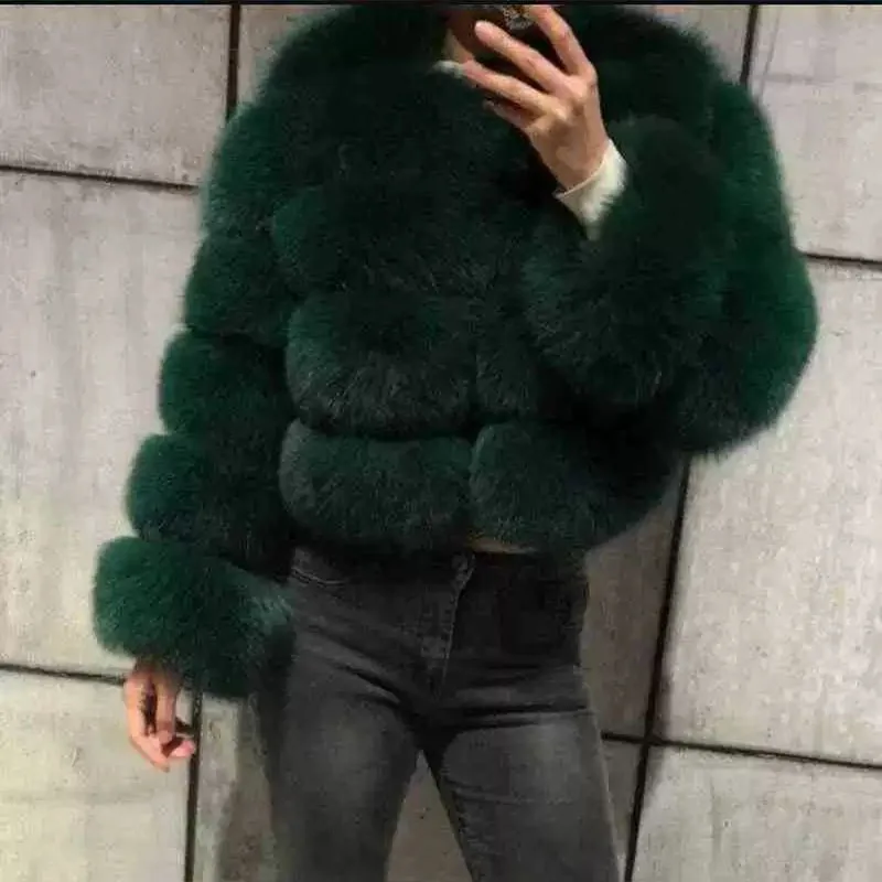 Women's Fashion faux fur coat super hot Autumn Winter women short Faux fox fur fluffy jacket high quality Ladies furry coats