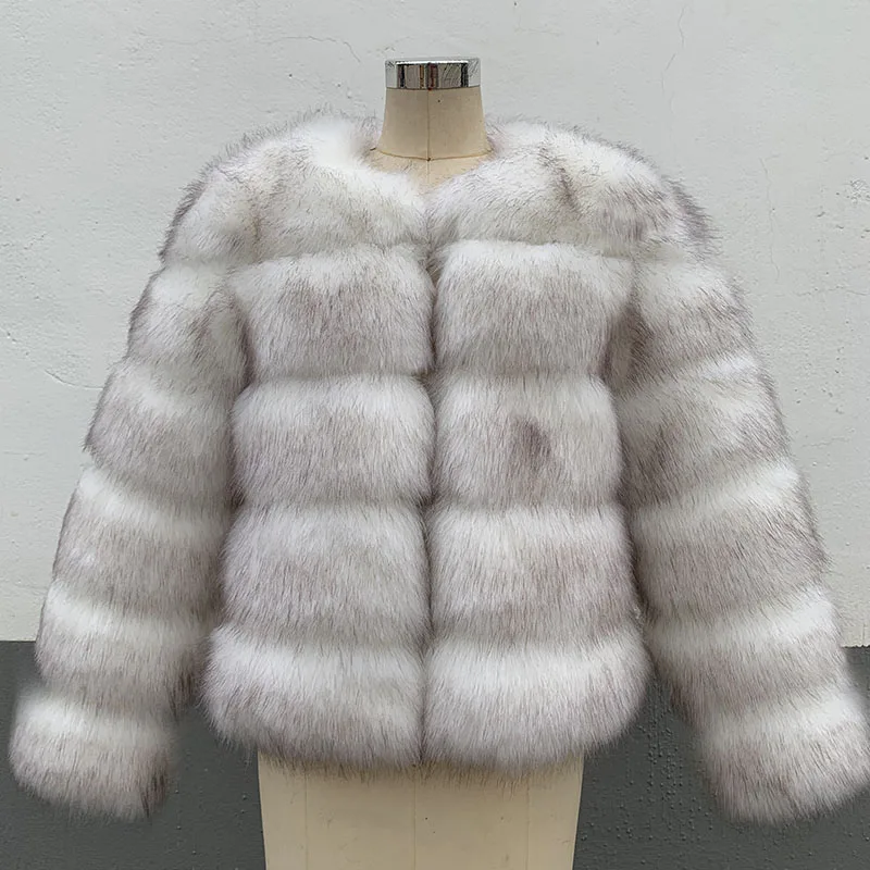 Women's Fashion faux fur coat super hot Autumn Winter women short Faux fox fur fluffy jacket high quality Ladies furry coats