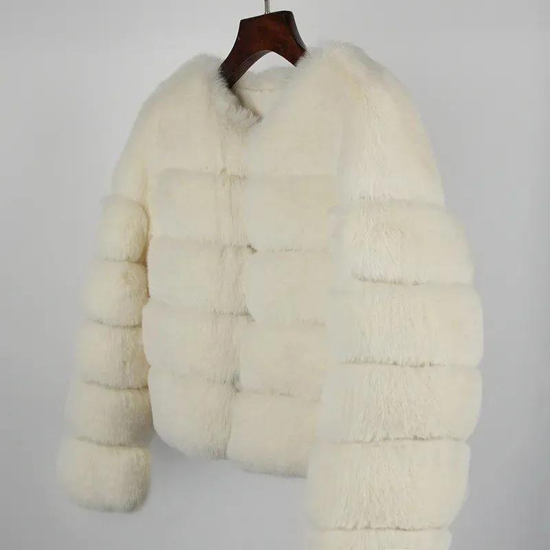 Women's Fashion faux fur coat super hot Autumn Winter women short Faux fox fur fluffy jacket high quality Ladies furry coats