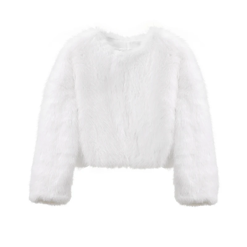 Neo Mint Brand Fashion 2024 Winter Sweet Pink Cropped Faux Fur Coat Women Streetwear Ins Chic Girls Fluffy Fox Fur Jacket Female
