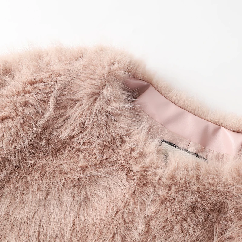 Neo Mint Brand Fashion 2024 Winter Sweet Pink Cropped Faux Fur Coat Women Streetwear Ins Chic Girls Fluffy Fox Fur Jacket Female