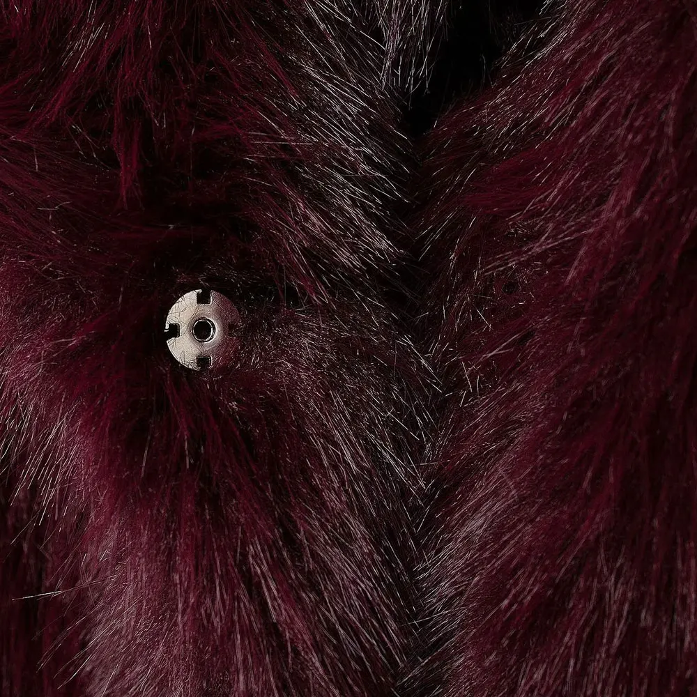 Women's Thick Warm Faux Fur Jacket, Long Sleeve Coat, Lapel Collar, Female Outerwear, Chic Tops, Fashion