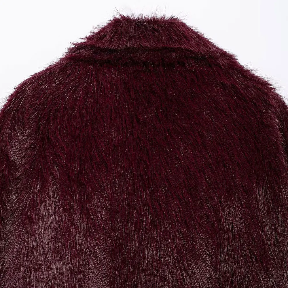 Women's Thick Warm Faux Fur Jacket, Long Sleeve Coat, Lapel Collar, Female Outerwear, Chic Tops, Fashion