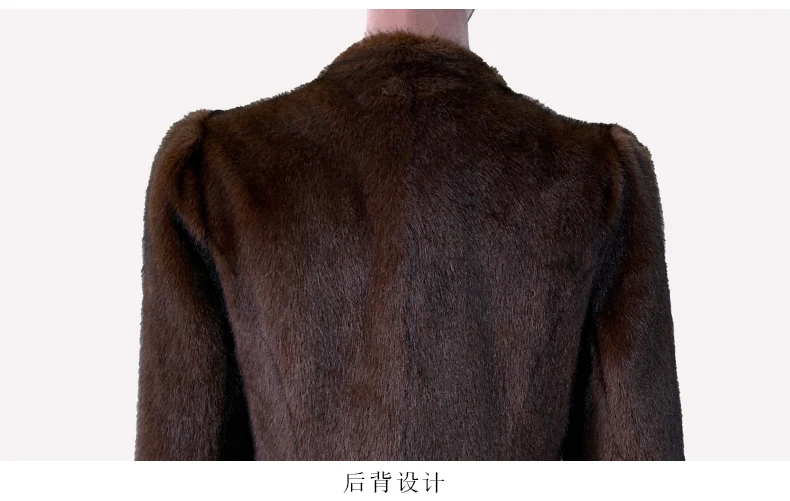 Mauroicardi Autumn Winter Short Brown Warm Soft Fitted Faux Mink Fur Blazer Women Elegant Luxury Chic Skirted Fluffy Jacket Coat