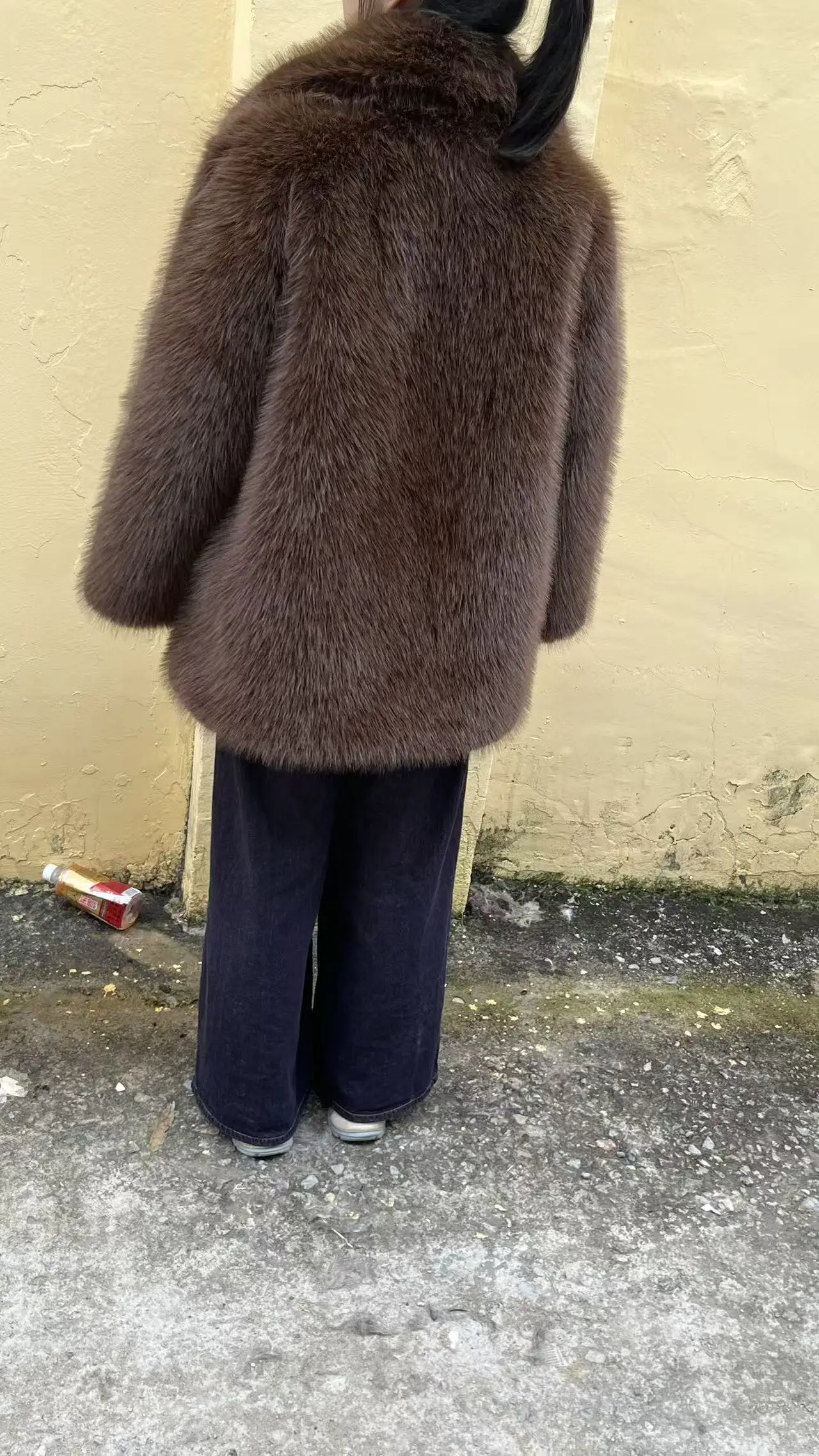 New Thick Cotton Winter Fur Coat Women Suit Collar White Medium Long Luxury Fox Fur Overcoat High Quality Fury Plush Jacket