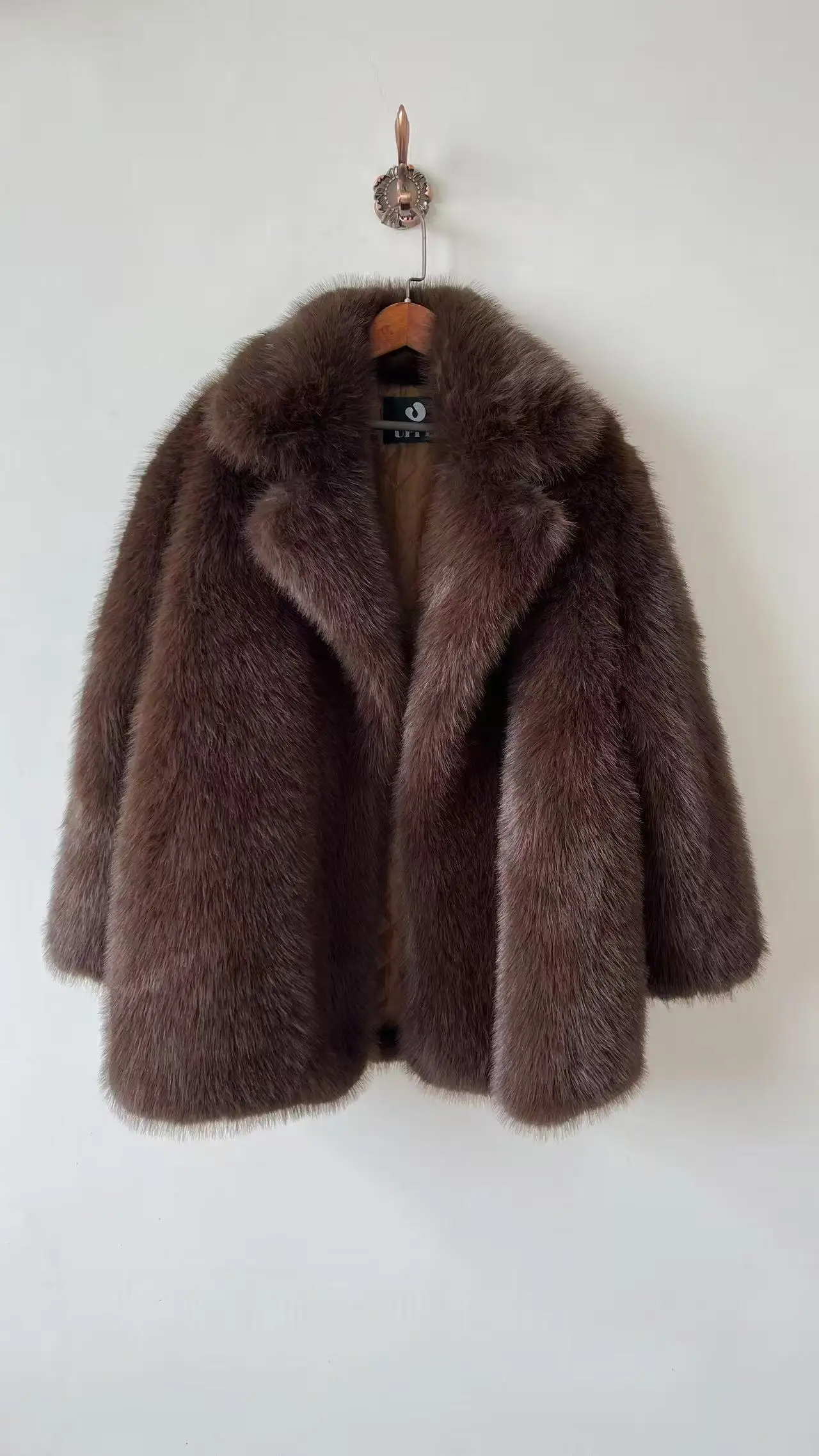 New Thick Cotton Winter Fur Coat Women Suit Collar White Medium Long Luxury Fox Fur Overcoat High Quality Fury Plush Jacket