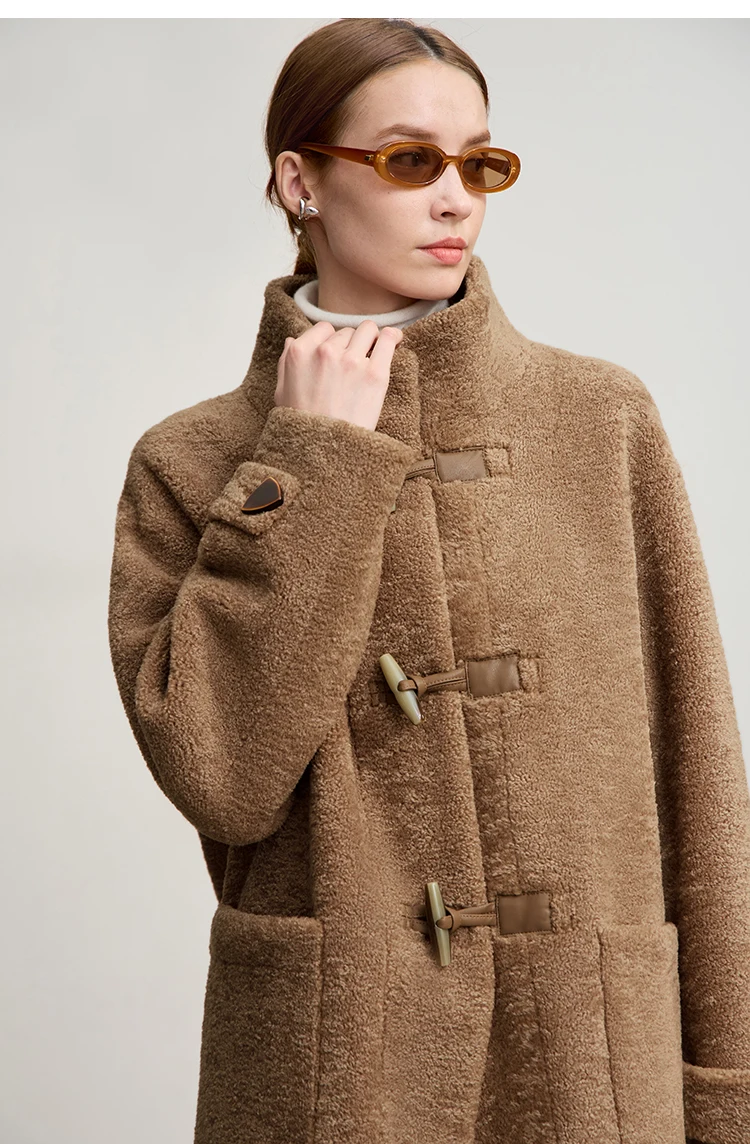 Amii Women's Coat 2025 Winter New Loose Long Half-high Collar Long Sleeves Coat Women Straight Elegant Warm Outerwear 12554010