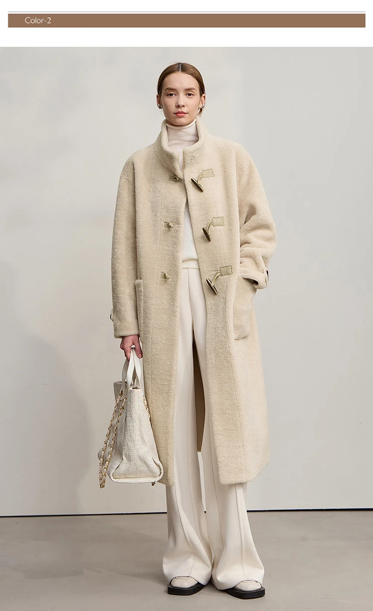 Amii Women's Coat 2025 Winter New Loose Long Half-high Collar Long Sleeves Coat Women Straight Elegant Warm Outerwear 12554010