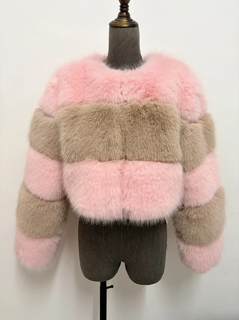 ZADORIN Customized Color Fluffy Short Faux Fur Coat Women Jackets Winter Long Sleeve Zipper Faux Fur Jacket Woman Fur Top Coats