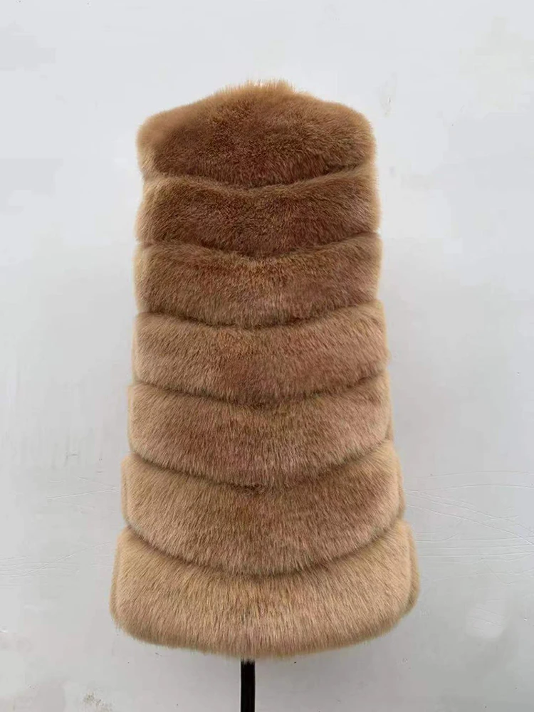 ZADORIN 85cm Long Warm Faux Fur Vest Women Winter Fluffy Sleeveless Faux Fox Fur Vests Waistcoat Faux Fur Jacket Women Fur Coats