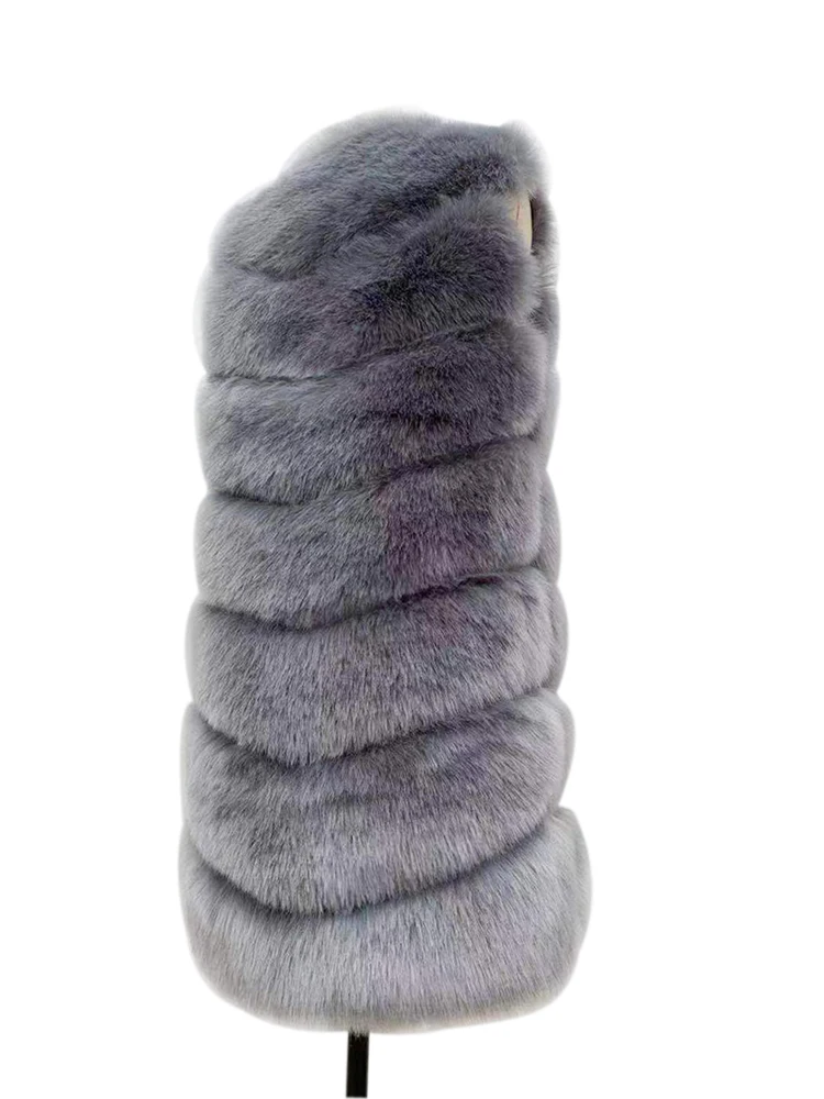 ZADORIN 85cm Long Warm Faux Fur Vest Women Winter Fluffy Sleeveless Faux Fox Fur Vests Waistcoat Faux Fur Jacket Women Fur Coats