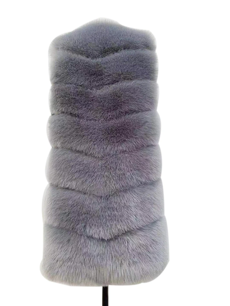 ZADORIN 85cm Long Warm Faux Fur Vest Women Winter Fluffy Sleeveless Faux Fox Fur Vests Waistcoat Faux Fur Jacket Women Fur Coats